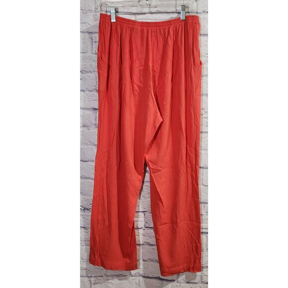 Draper's & Damon's Orange Crinkle Material Pull On Pants M Lightweight Flowy - Picture 3 of 6